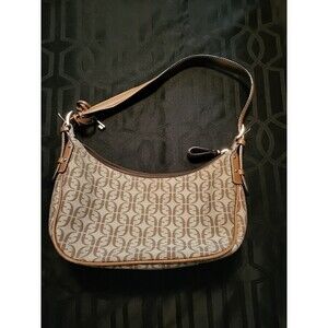 FOSSIL Monogram Boat Purse Shoulder Hand Bag Brown Women's Small Leather